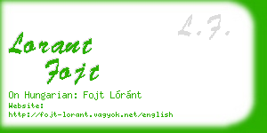 lorant fojt business card